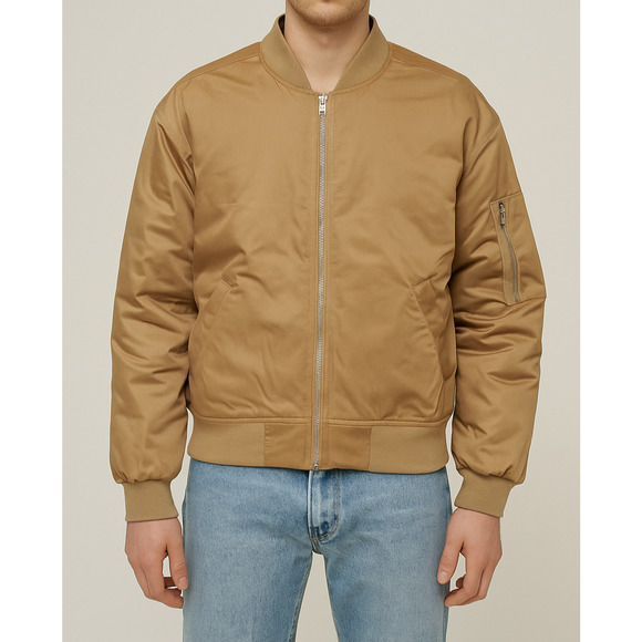 NWT Abercrombie & Fitch Flight Jacket Bomber Style Tan Beige Zip Unisex Small - Picture 1 of 10